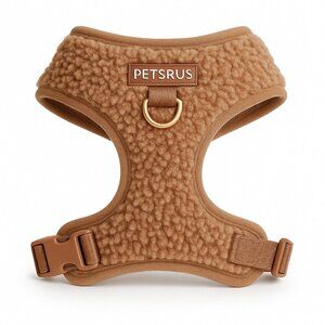 PETsRUS Premium Dog Harness Teddy Bear Sherpa Design No Pull Soft Beige Brown